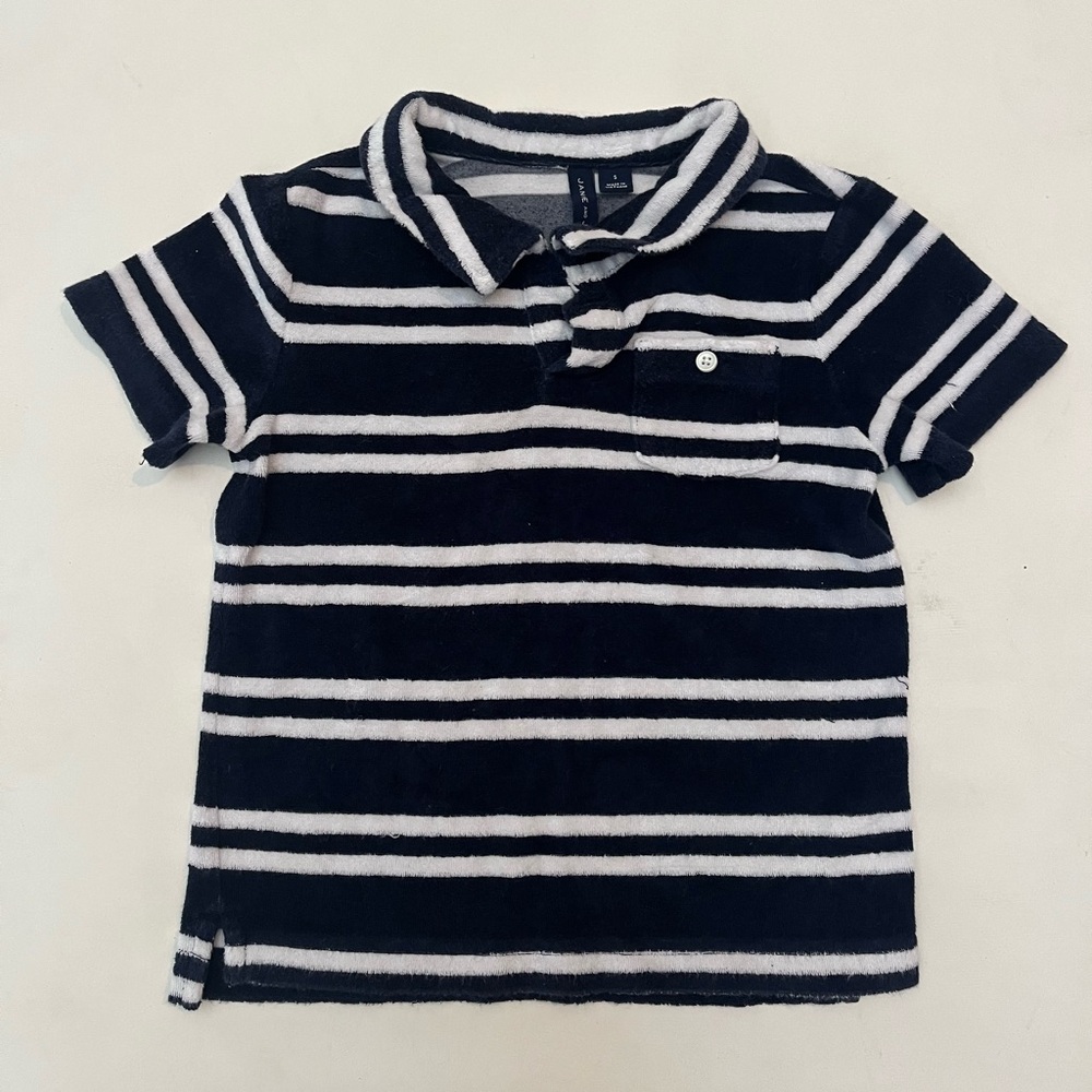 Janie and Jack STRIPED TERRY POLO boys size 5 blue and white